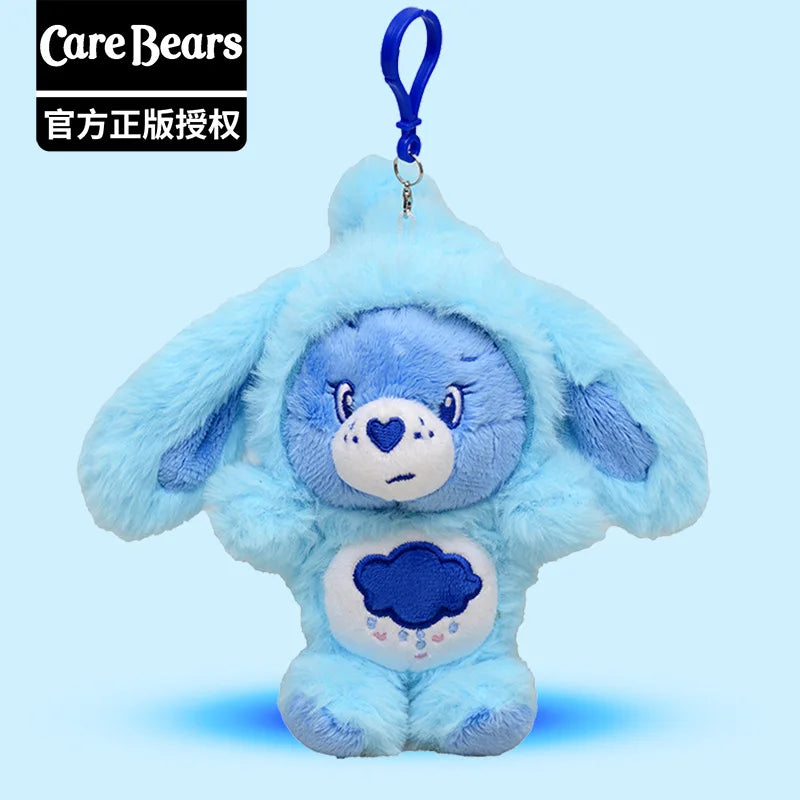New Genuine Carebears Plush Rabbit Hat Keychain Rainbow Bear Doll Pendant School Bag Ornament Gift