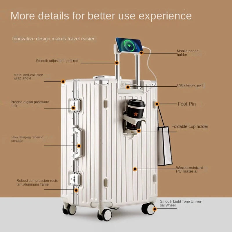 Large Capacity Suitcase 30-inch Sturdy and Durable ABS+PC Rolling Luggage Aluminum Frame Cabin Trolley Case 20 inch Boarding Box