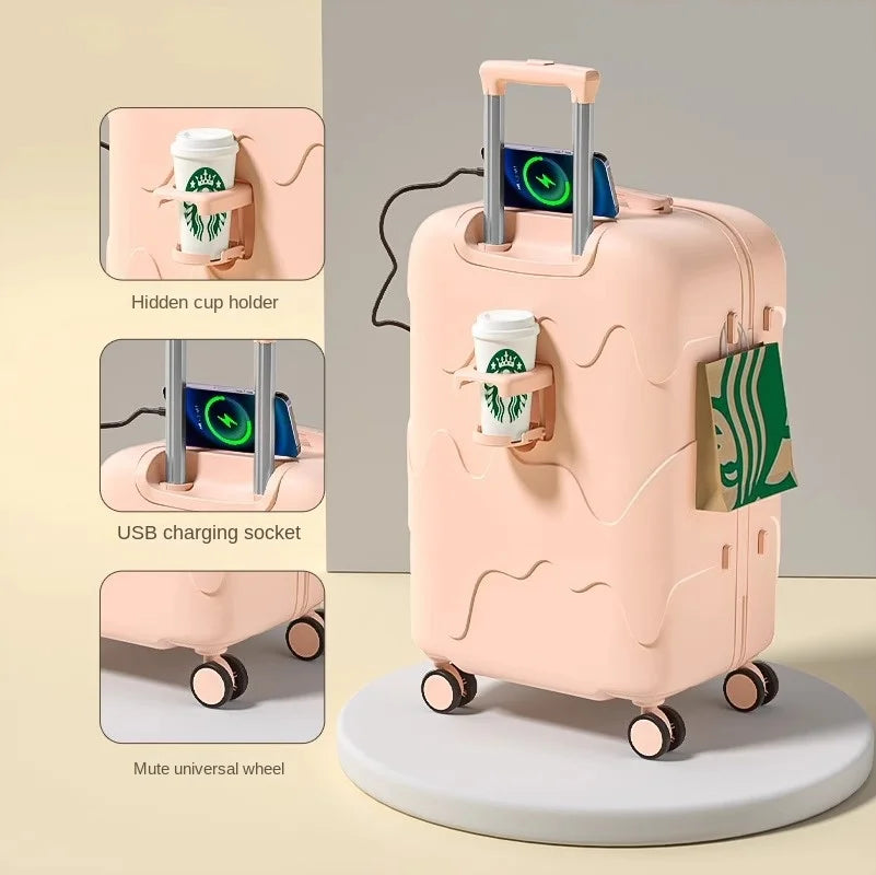 Luggage Set 28 inch Large Capacity Suitcase Trolley Case 20/22/24/26 inch Travel Suitcase USB Port Boarding Box Cosmetic Case