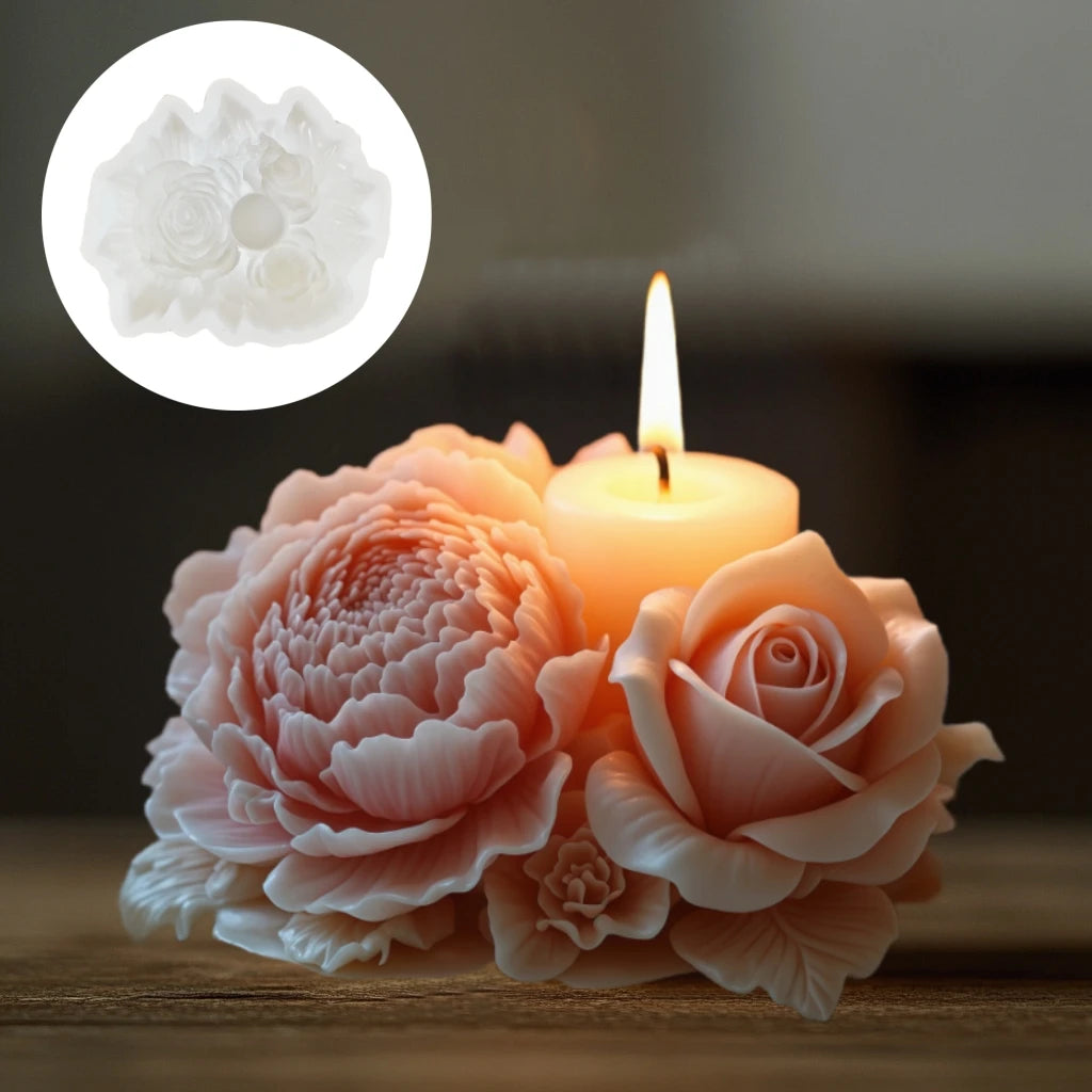 KIMLUD, Peony Rose Bud Bouquet Candle Silicone Mold Peony Flower Clusters Candle Mould Christmas Gift Flower Bundle Resin Gypsum Molds, KIMLUD Womens Clothes