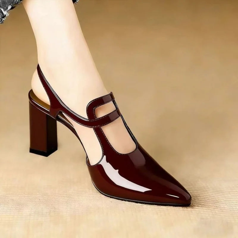 Women's Pumps – Pointed Toe Slingback – Patent Leather | KIMLUD