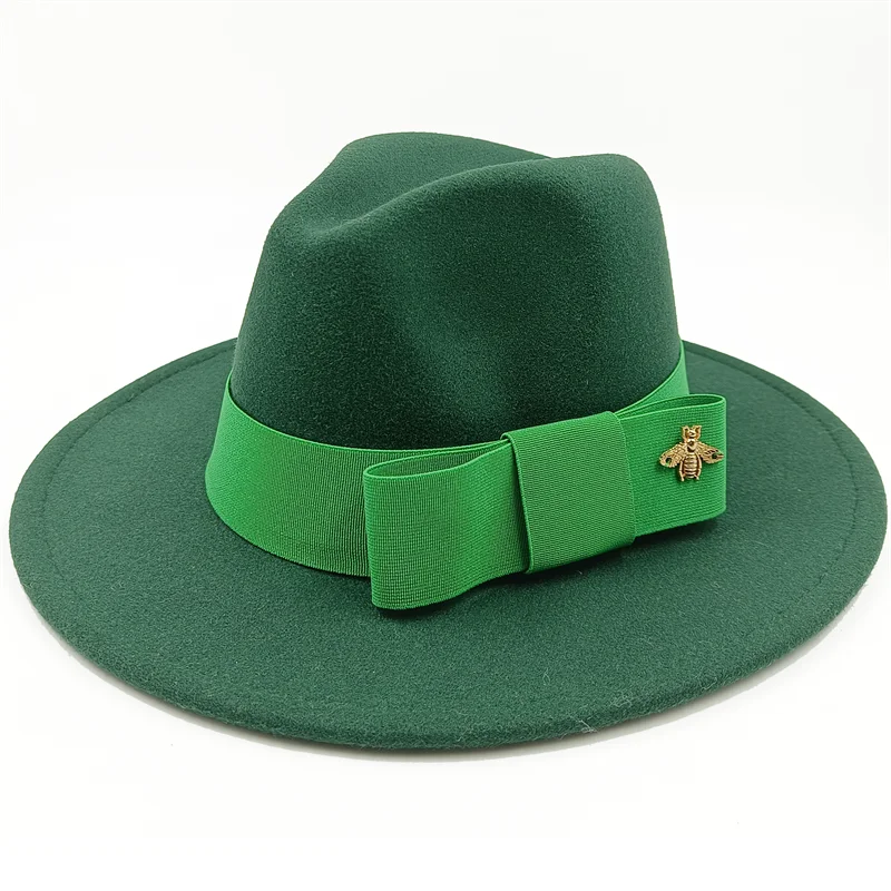 Low price wholesale Fedora hats Winter jazz monochrome bow elastic band men and women red jazz hats Fedora hats sombrero hombre - KIMLUD