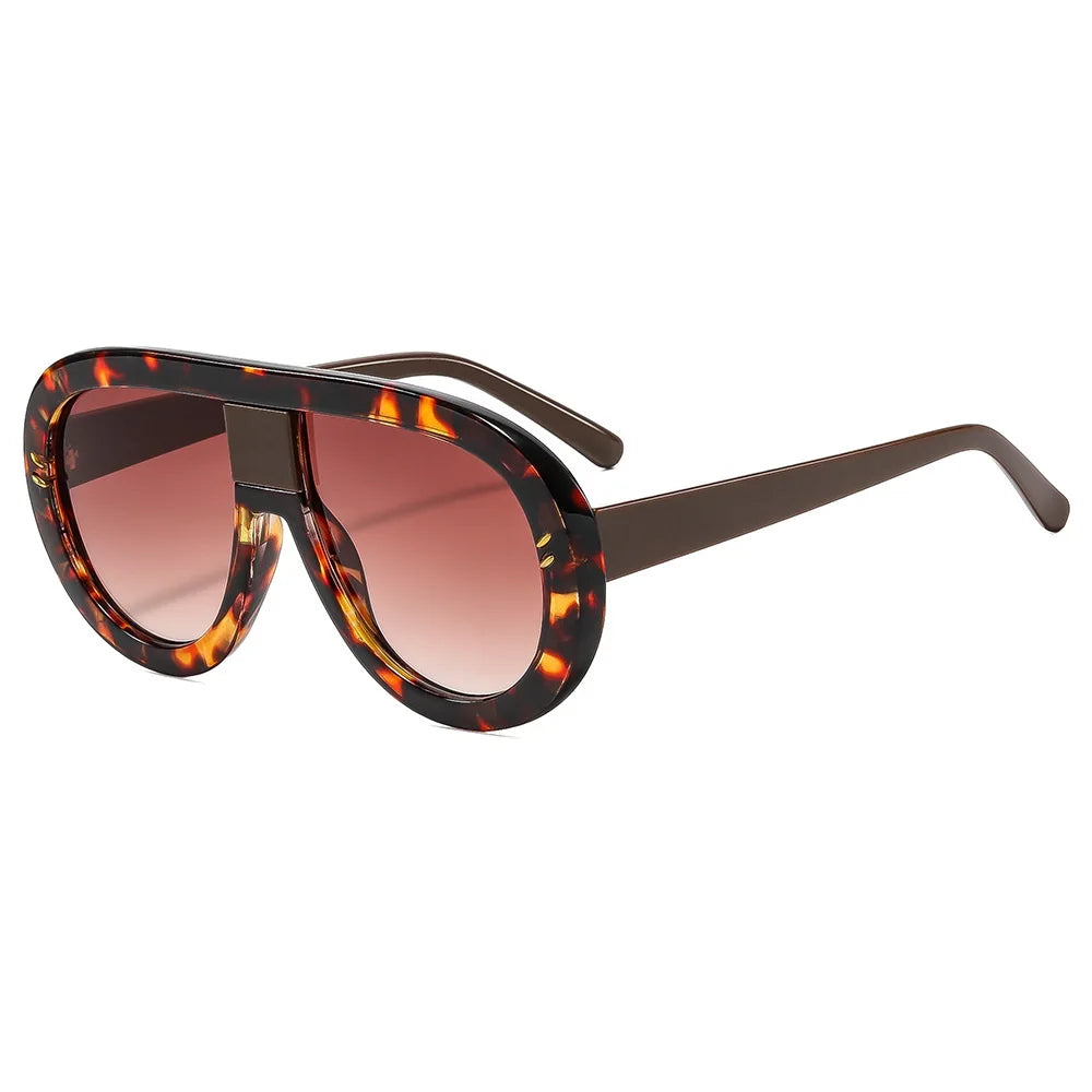 Rivet Leopard Print Oversized Sunglasses — Red | KIMLUD