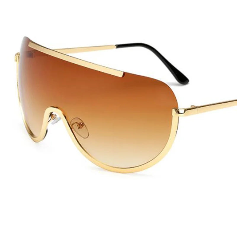 Oversized Punk Sunglasses Metal Frame — Black | KIMLUD