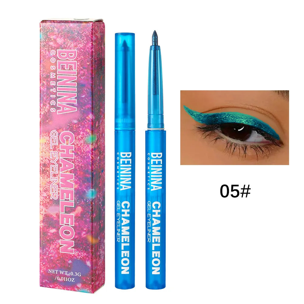 Metallic Chameleon Eyeliner Gel Pen Glitter Multicolor Effect Waterproof Quick Dry — Blue | KIMLUD
