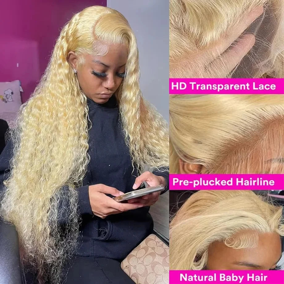 HD Lace Wig 613 Blonde Deep Wave — 613 Blonde | KIMLUD