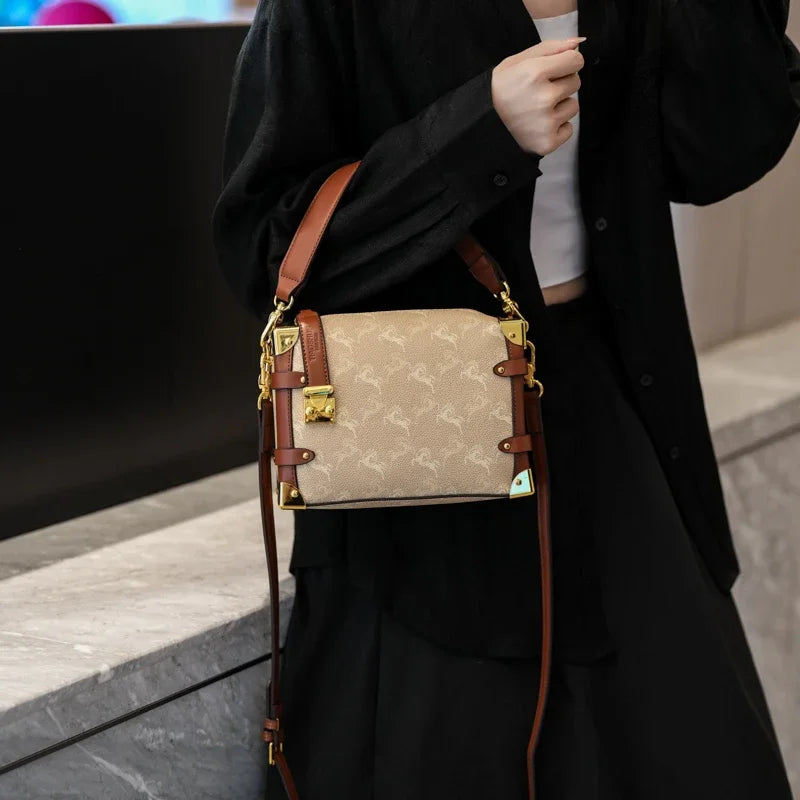 Diaper Bag Trendy Textured Leather Satchel Elegant Crossbody Bag For Women Stylish Vintage Designer Tote
