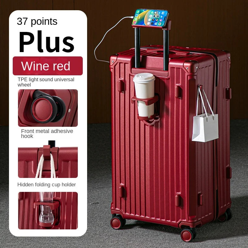 Multifunctional Suitcase Large Capacity 30inch Thickened Sturdy Aluminum Frame Travel Suitcase Trolley Case Extra Large Luggage