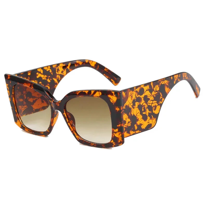 Oversized Sunglasses Square Frame Plastic — Black | KIMLUD