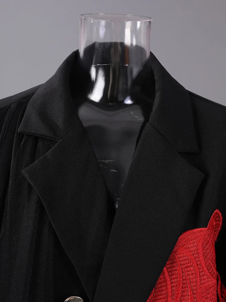 Blazer – Mesh Irregular Spliced – Jersey – Black | KIMLUD