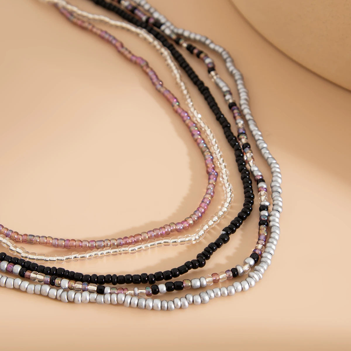 Seed Bead Belly Chain Boho Five-Piece Set — White | KIMLUD