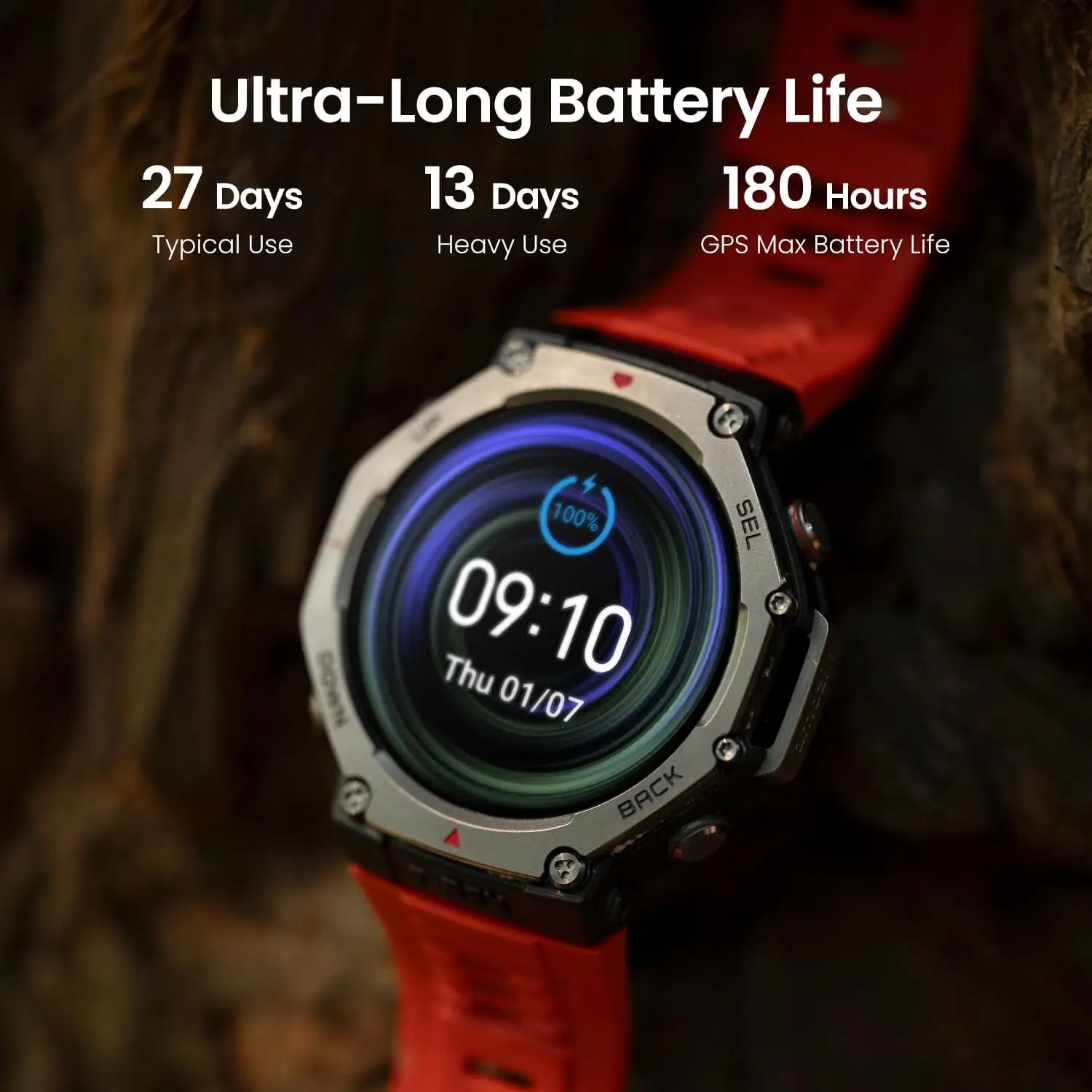 Military Smart Watch 48mm AMOLED GPS — Black | KIMLUD