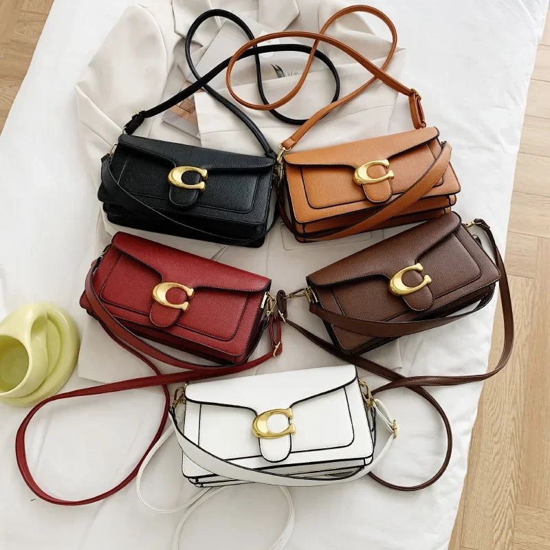 PU Leather Caviar-Grain Square Bag Crossbody — Black | KIMLUD