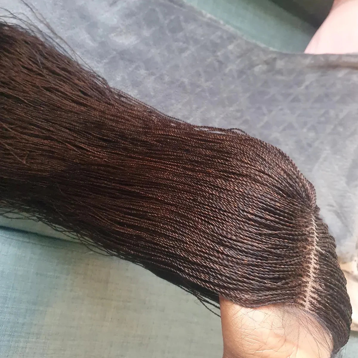 Lace Front Wig – 5x5 HD Closure Glueless – Kanekalon Micro Twist – Chestnut Brown | KIMLUD