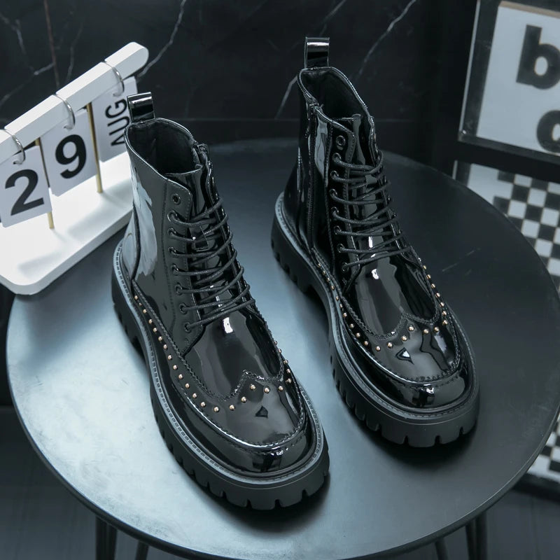 Men's Motorcycle Boots – Platform – Genuine Leather | KIMLUD