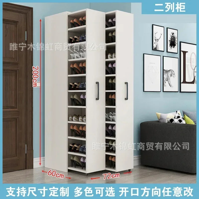 Sliding dustproof shoe cabinet, large capacity wheeled side pull shoe rack storage drawer type seam storage cabinet at home entr