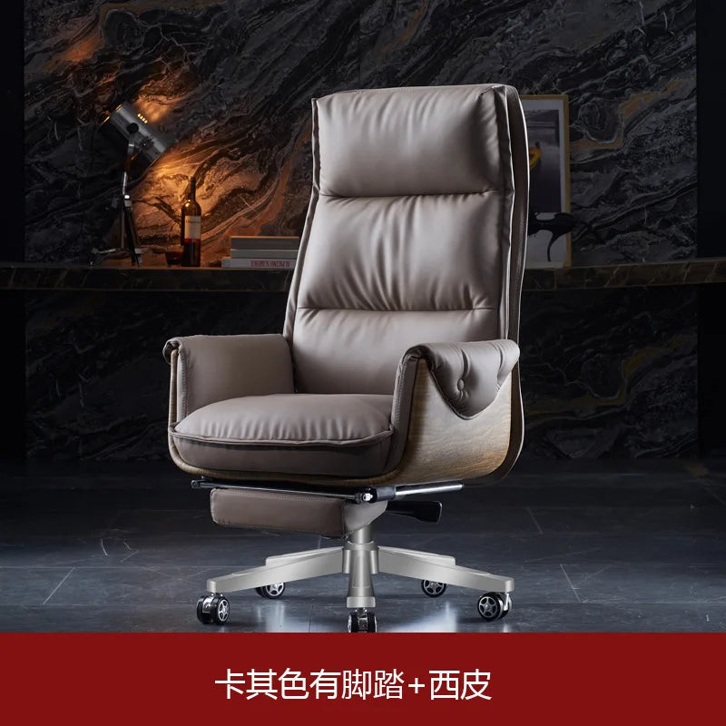 Leather-Textured Chair Home Boss — Warm Taupe | KIMLUD