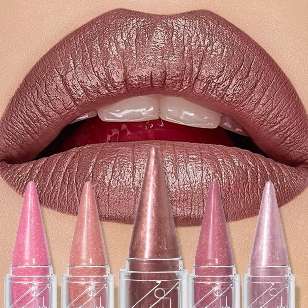 Glitter Lip Gloss Pearl-Infused Set — Pink Nude | KIMLUD