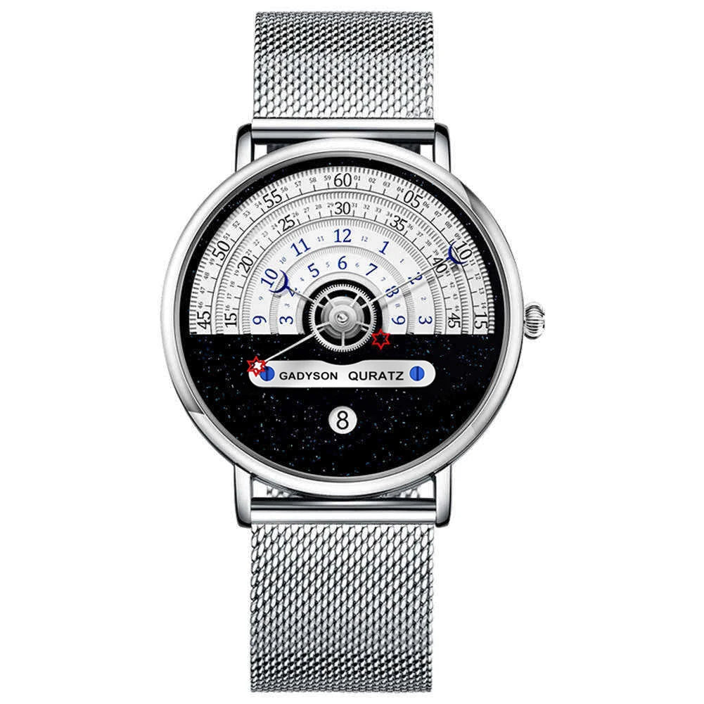 Unique Business Men Watch Fashion Auto Date Stainless Steel Strap Quartz Wristwatch Man Gifts For Him Calendar Clock