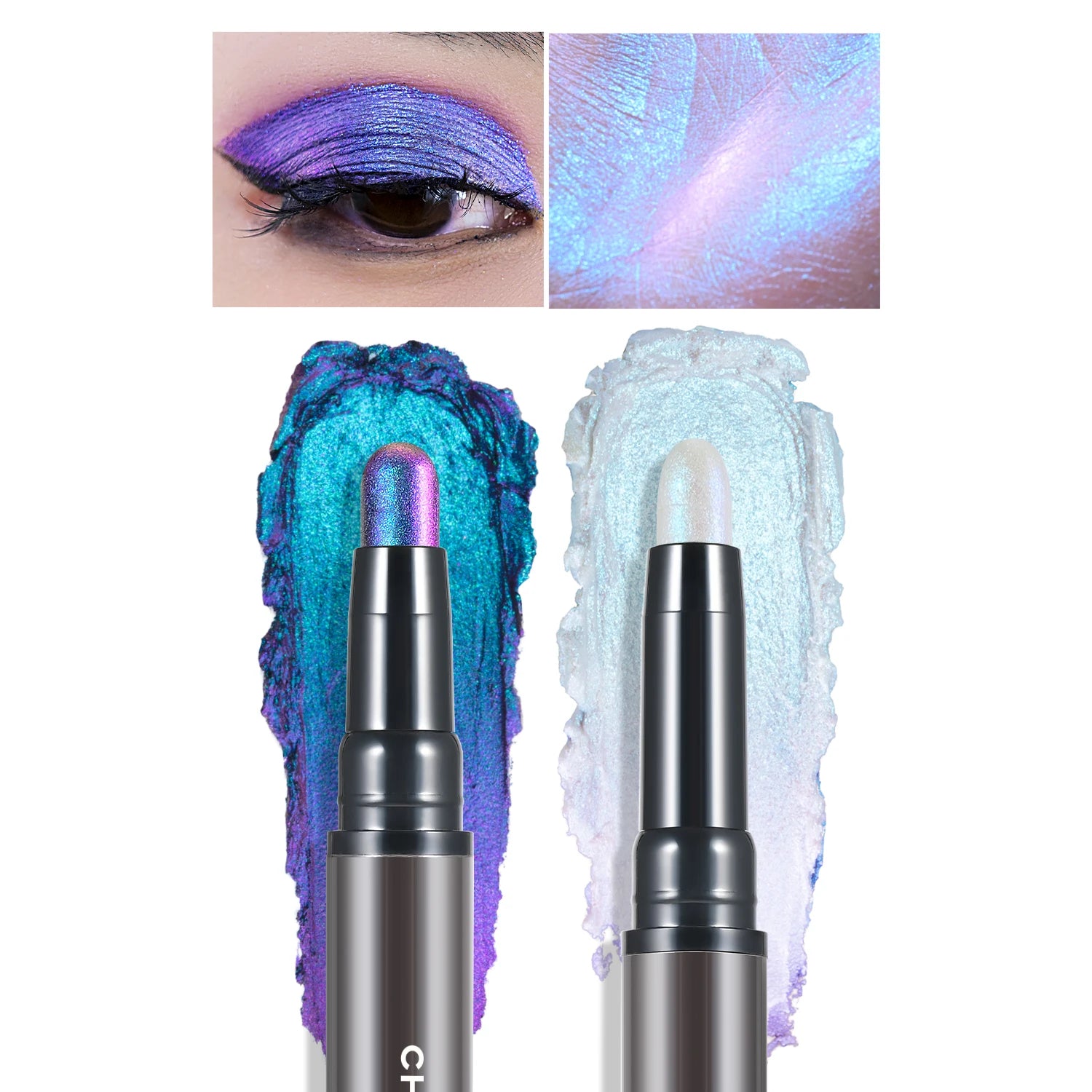 KIMLUD, CHARMACY 2 In 1 Multichrome Eyeshadow Sticks High Pigmented Glitter Eyeshadow Waterproof Eye Shadow Pen Metallic Makeup 6 Color, 904 / CHINA, KIMLUD APPAREL - Womens Clothes