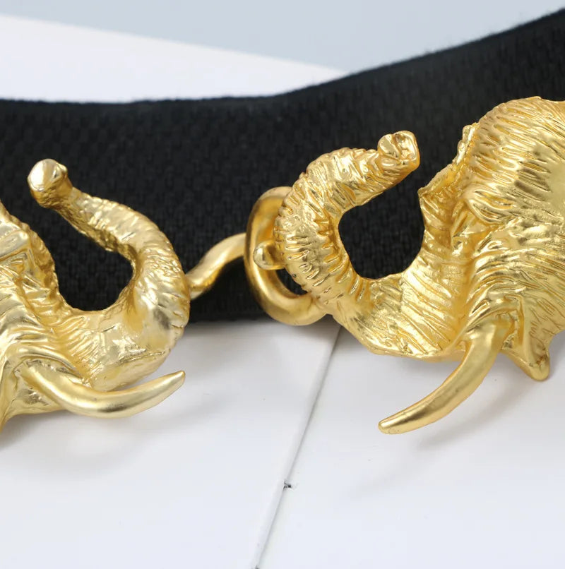 Belt – Gold Elephant Leather – Elastic Dress Belt – Gold | KIMLUD