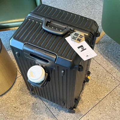 Aluminum-Frame Luggage Large Capacity Cup Holder — Black | KIMLUD