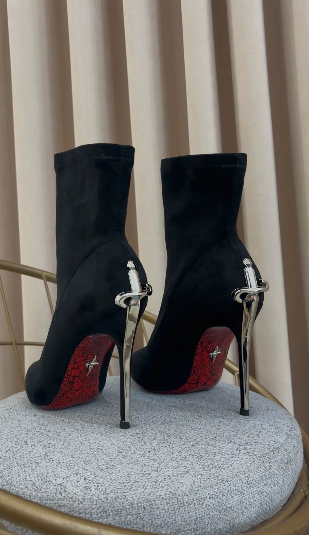 Velvet Boots "High Heel Ankle Boots" Winter — Red | KIMLUD