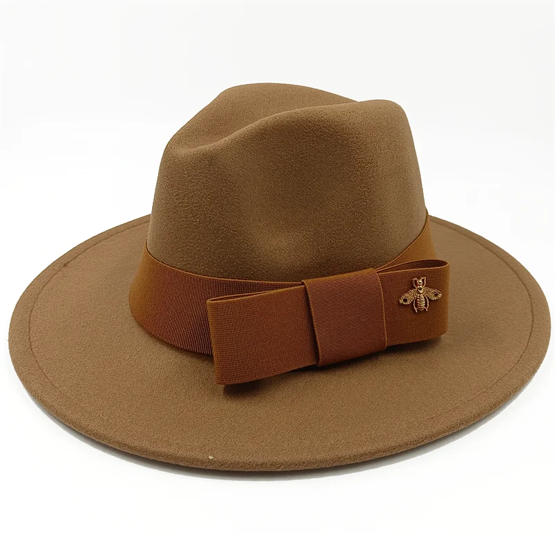 Low price wholesale Fedora hats Winter jazz monochrome bow elastic band men and women red jazz hats Fedora hats sombrero hombre - KIMLUD