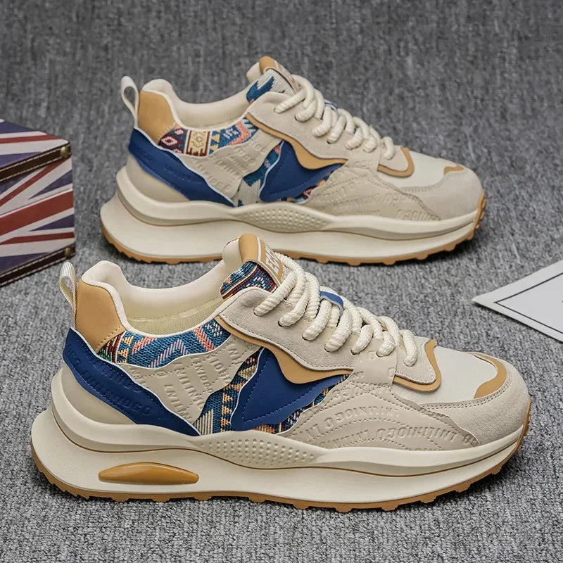 New Summer Men's Thick Bottom Heightening Dad Shoes Anti-slip Wear-resistant Sports Board Shoes Fashionable Casual Trendy Shoes