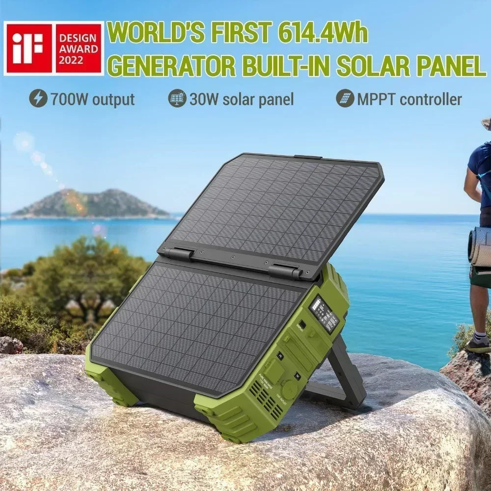 Portable Power Station 614.4Wh LiFePO4 Battery with 110V/600W(Peak 1200W) Pure Sine Wave AC Outlet for Outdoor Camping