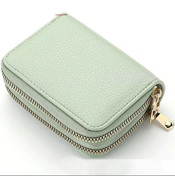 Zippered LycheePattern Coin Purse — Black | KIMLUD