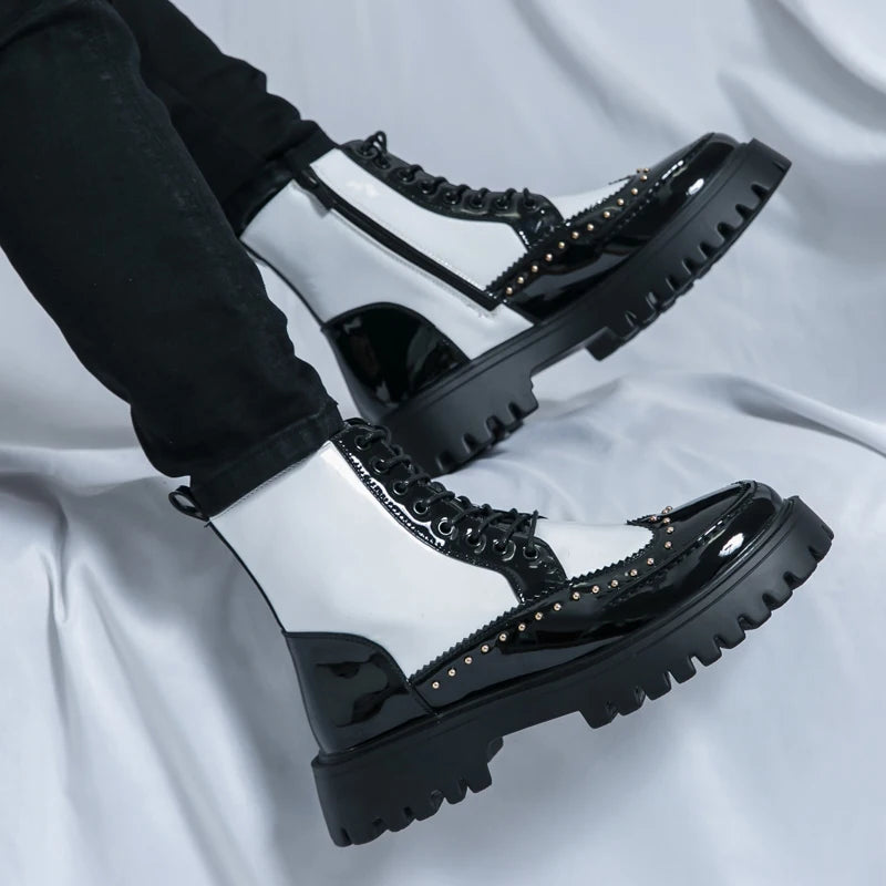 Men's Motorcycle Boots – Platform – Genuine Leather | KIMLUD