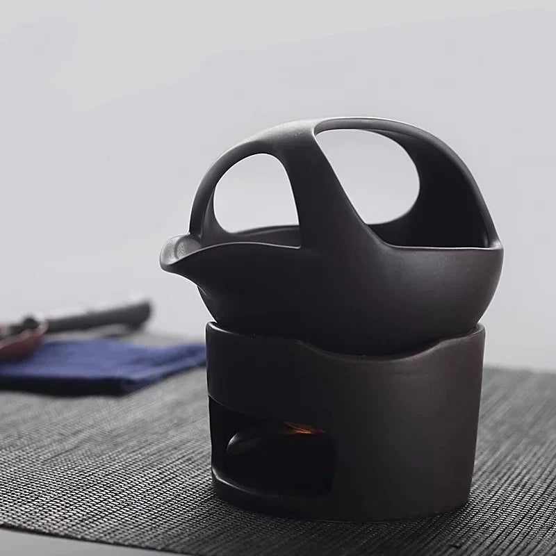 Ceramic Aroma Burner Coarse Pottery — Deep Black | KIMLUD
