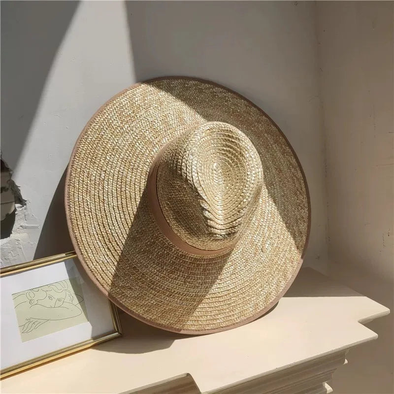 Elegant Straw Sun Hat With Ribbon — Natural | KIMLUD