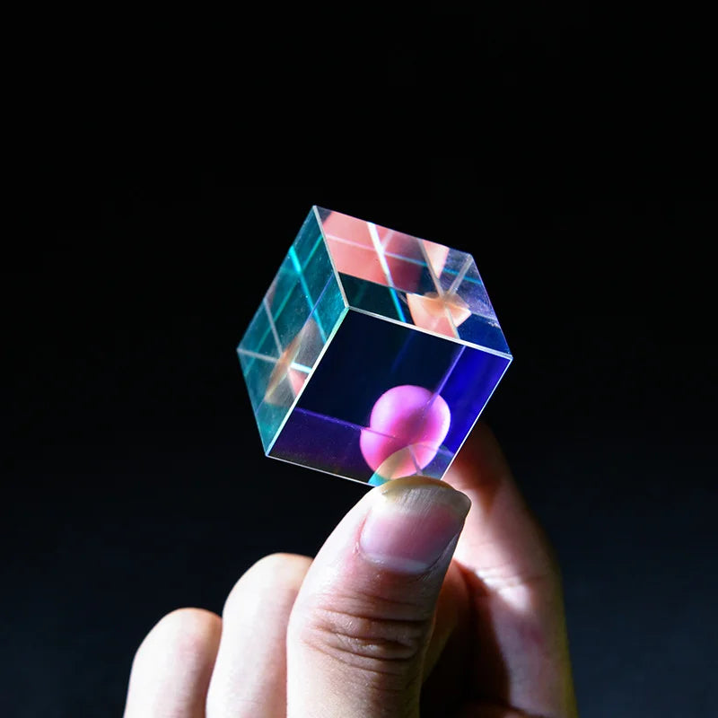 Crystal Prism Cube 20mm Hexahedral — Iridescent Rainbow | KIMLUD