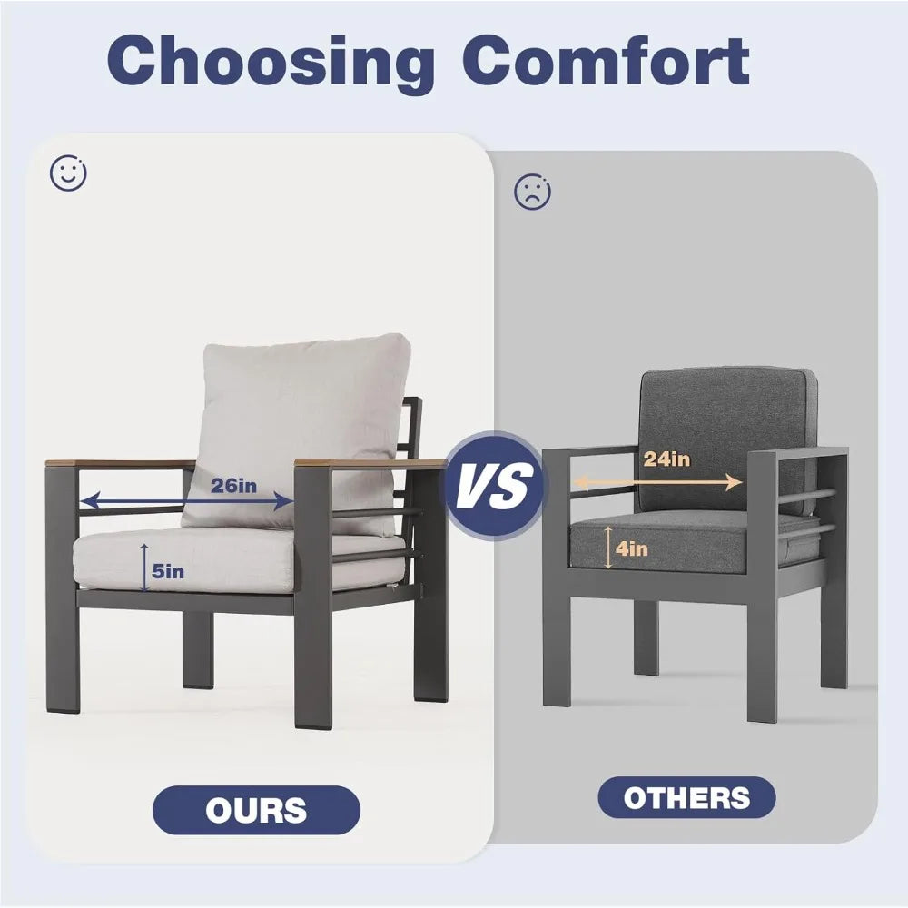 Aluminum Patio Furniture Set 7 Seats, Oversized Outdoor Sectional with Washable Thick Cushions, Coffee Table and Waterproof Cov