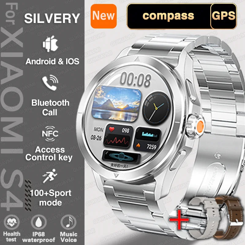 New S4 Ultra Outdoor Sports Men Watches HD AMOLED Display GPS Track Altimeter Heart Rate Bluetooth Call Waterproof Smart Watch