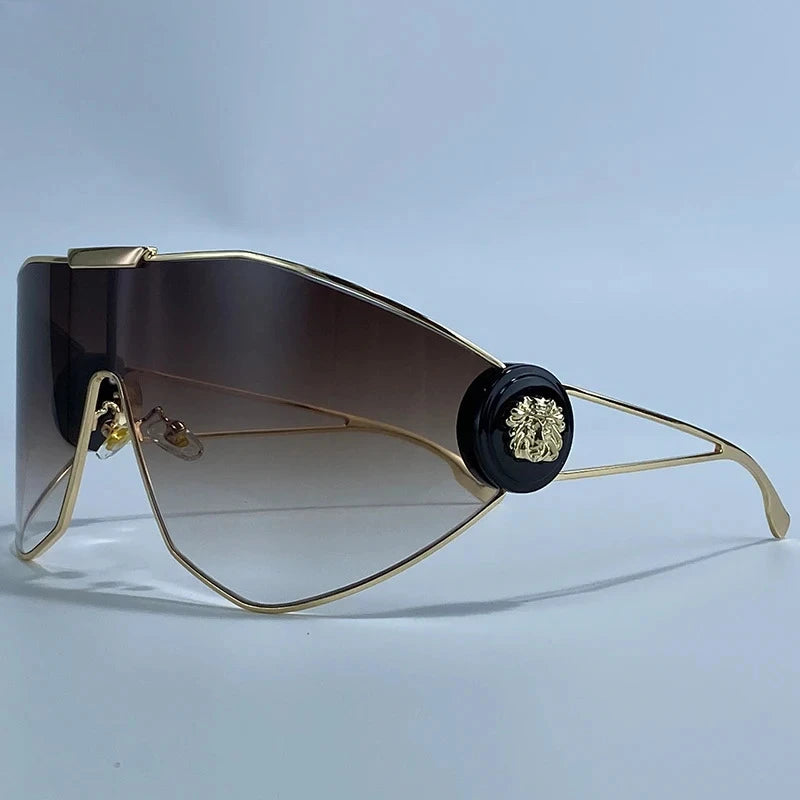 Plastic Oversized Sunglasses Solid — Gold | KIMLUD