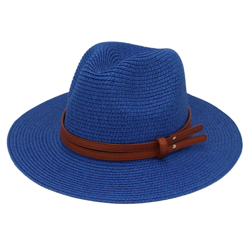 Straw Panama Sun Hat Grass-Knitted Breathable — Natural | KIMLUD