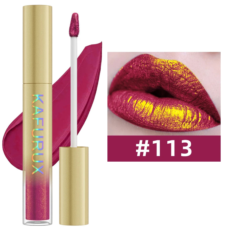 14 Colors Bold Intense Glitter Metallic Lip Gloss Pearlescent Lip Tint,Long Lasting Liquid Lipstick Makeup Gifts for Women Red