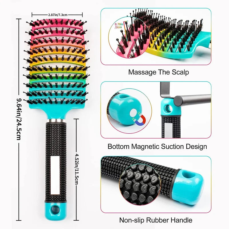 Plastic Scalp Massage Brush For Wet Curly Hair Magic Detangling Tool With Ergonomic Grip — Clear | KIMLUD