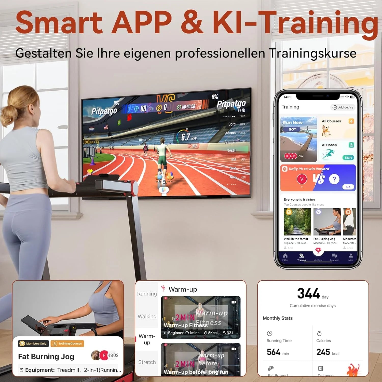 Foldable Treadmill Walk Pad With Incline 3.5HP 10MPH Quiet Motor Bluetooth App Data — Slate-Gray | KIMLUD