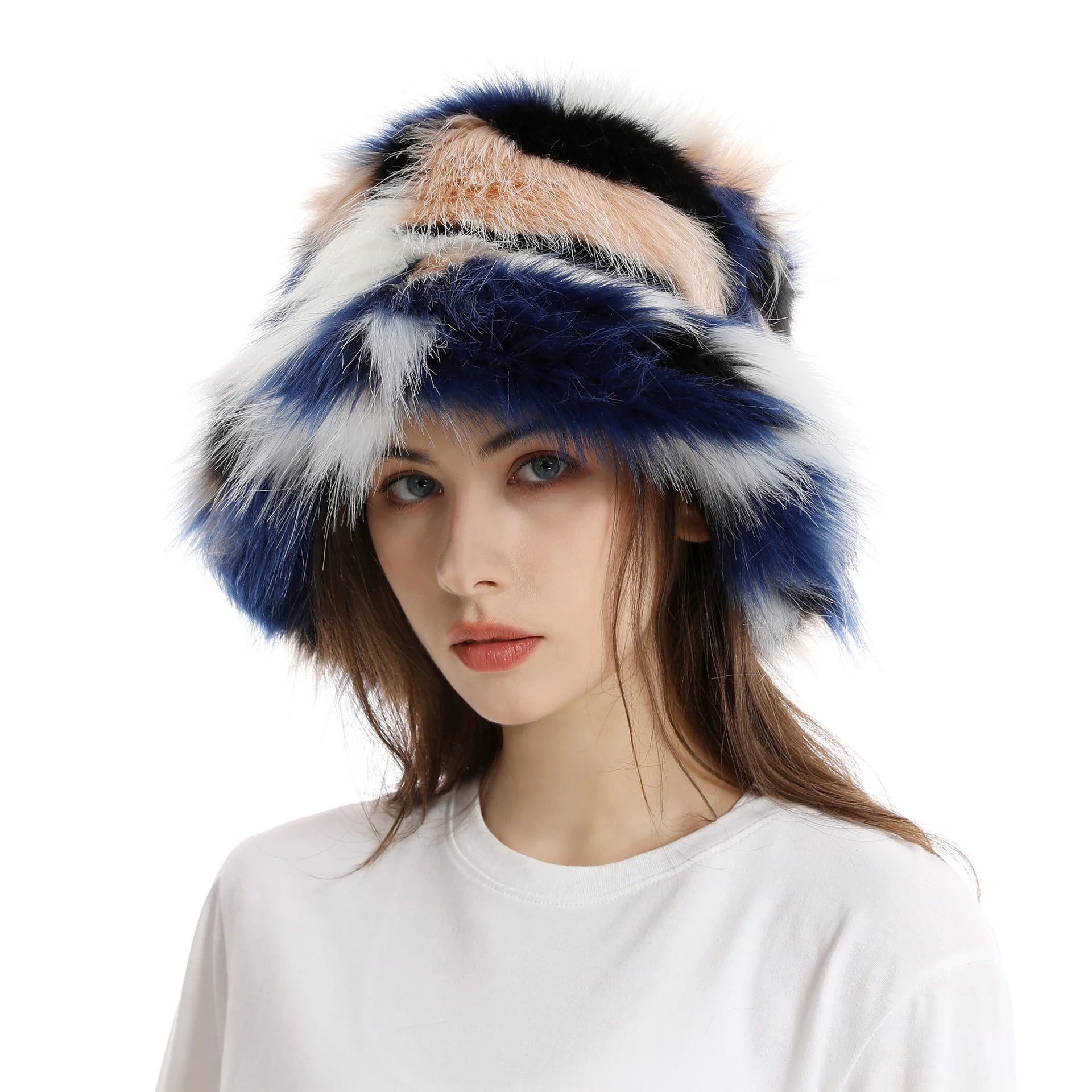 New Fur Hat Women Warm Snow Ski Cap Female Faux Fox Fur Bomber Hat Lady Windproof Winter Hats for Women Russian Warmer Hat - KIMLUD