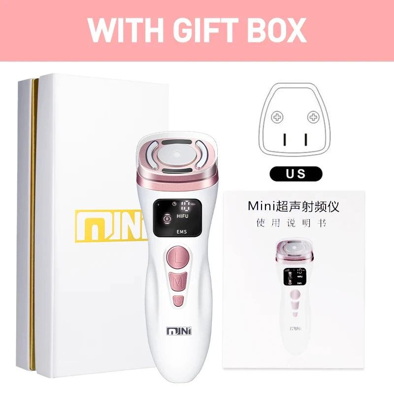 New Mini HIFU Ultrasonic Machine EMS  Microcorriente Facial Lifting Firming Skin Care Anti Wrinkle Massager