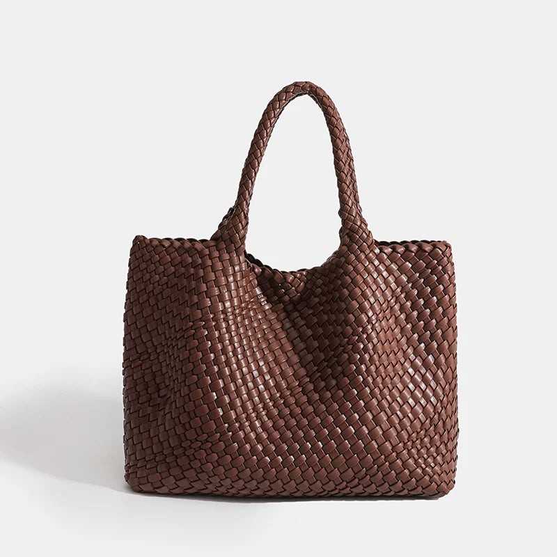 Neoprene Striped Tote Bag Hasp Closure — Black And White | KIMLUD