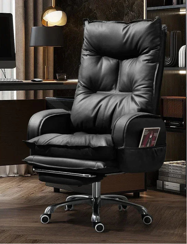 Cortex Leather-Blend Office Chair Executive Desk Chair With Ergonomic High Back — Cognac Brown | KIMLUD