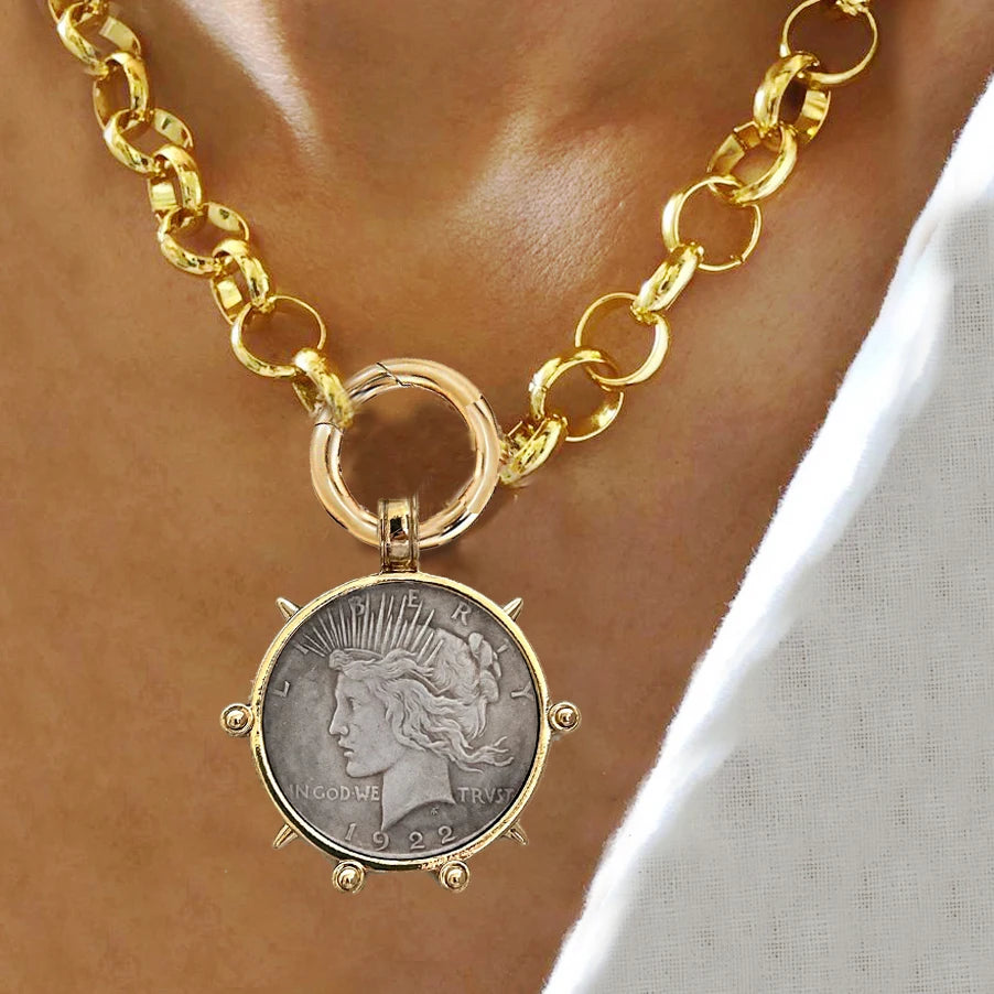Copper Orla Coin Pendant Necklace — Copper | KIMLUD