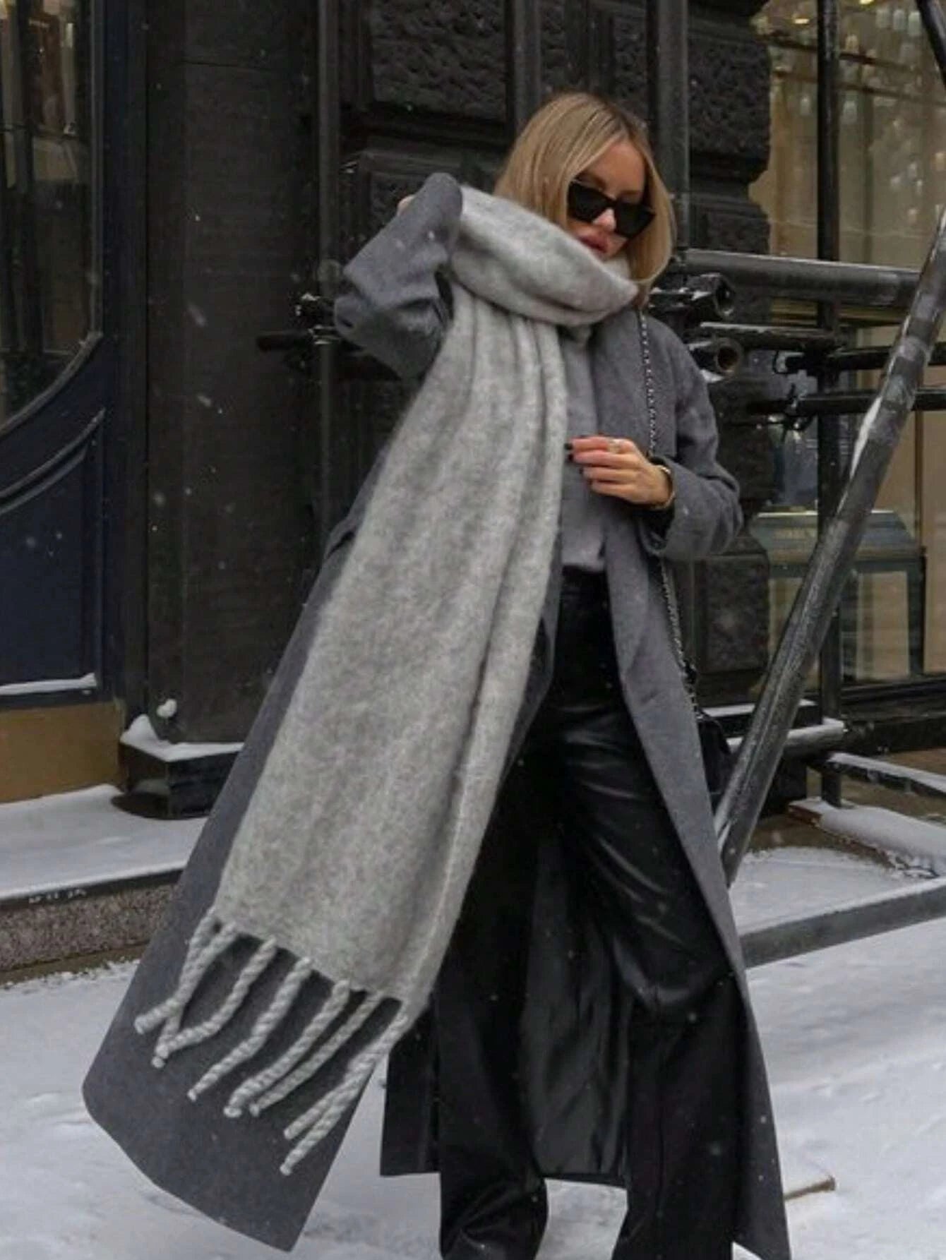Cashmere Shawl Wrap With Long Tassels For Winter Elegance — Deep Burgundy | KIMLUD