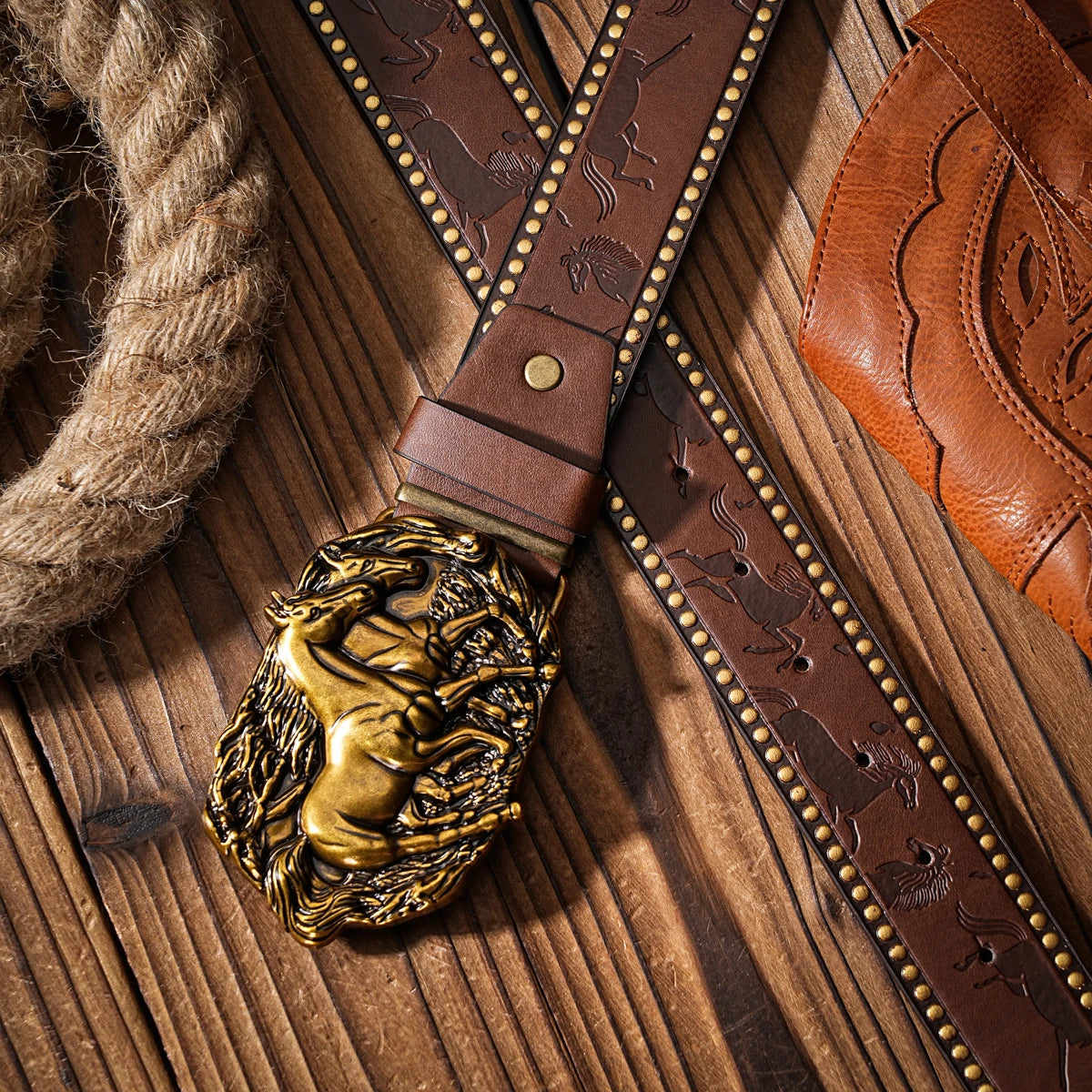 PU Leather Western Buckled Belt Casual — Black | KIMLUD
