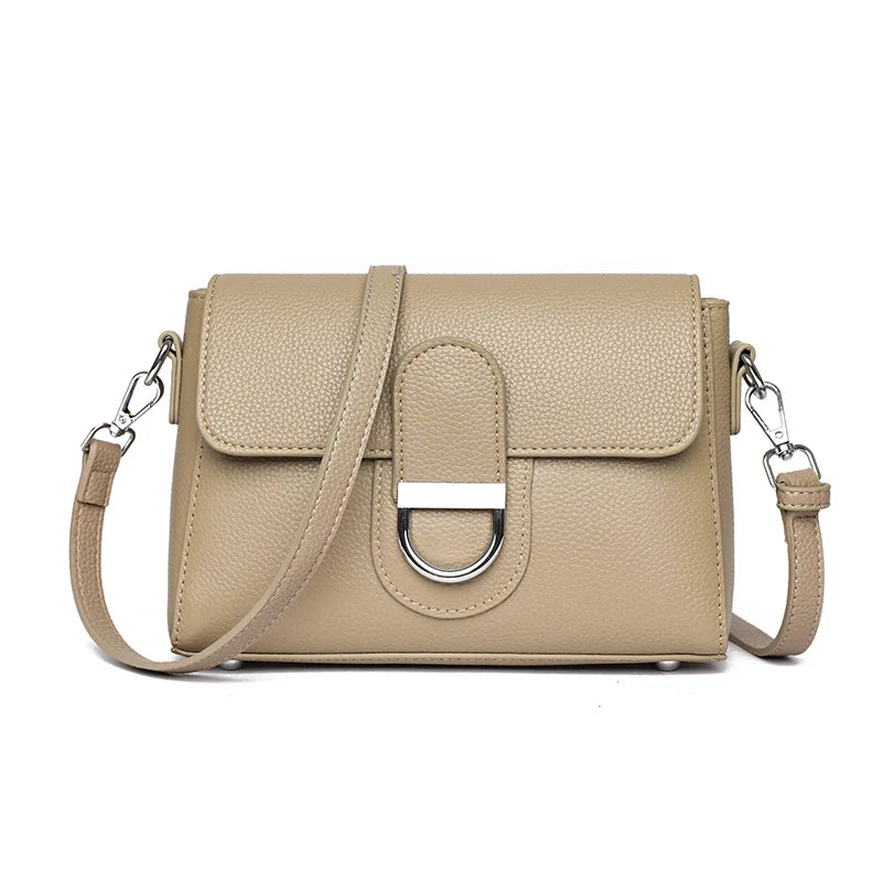 Genuine Cowhide Crossbody Bag Small Flap — Black | KIMLUD